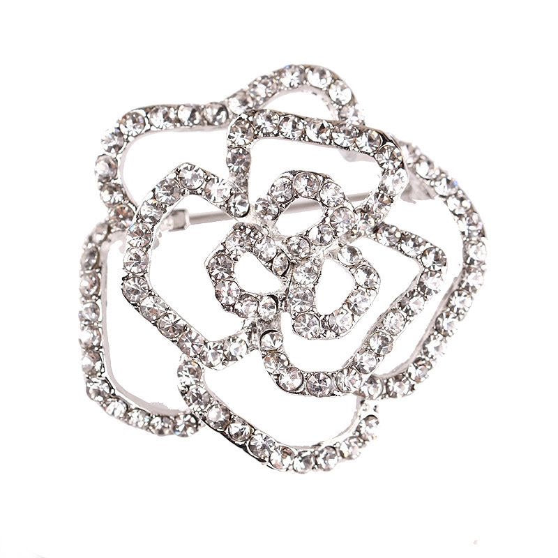 WS Brooch Crystal Camilia - Silver