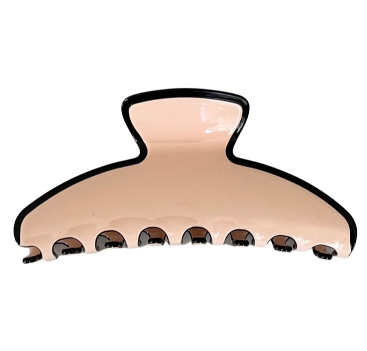 WS Premium extra large hair claw in pale pink with black edging 787099020736