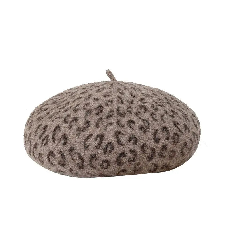 WS Lille Wool Leopard Beret - Mocha