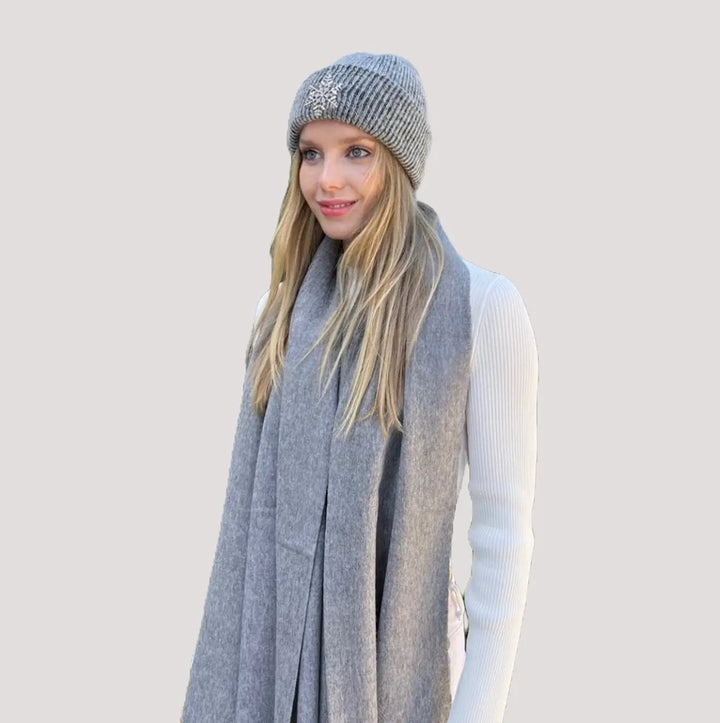 Premium Virgin 100% Wool Blanket Scarf- Medium Grey