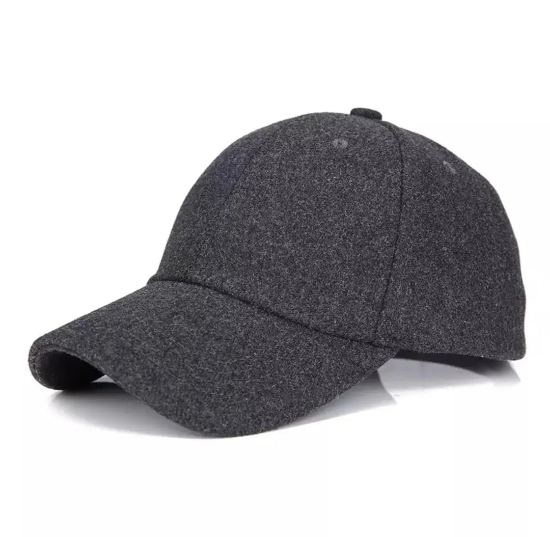 Wool Baseball Cap Unisex  in Dark Grey
