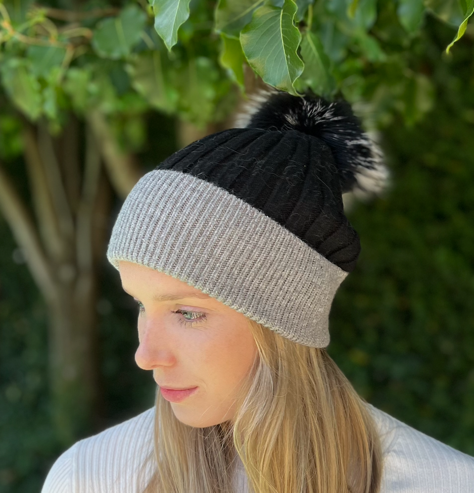 WS - Beanie - CashmereBlend - Black/grey