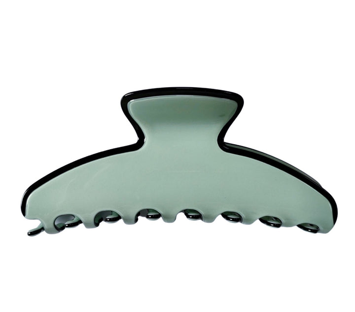 Premium Oversized Hair Claw in Green Ash with black edging