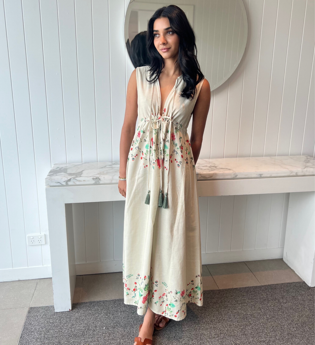 Anastasia linen printed dress Tania Hird Designs