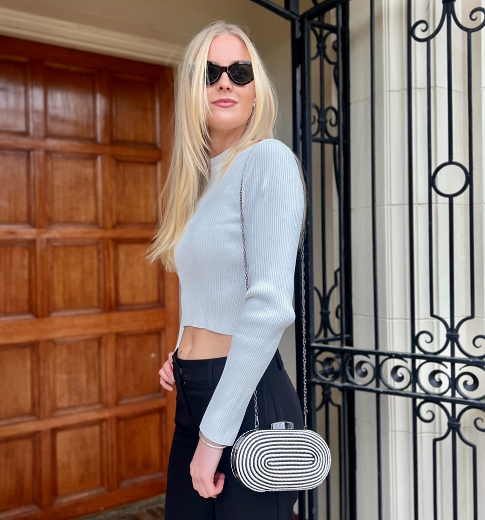 Felicity Coiled Rope Bag Black & White