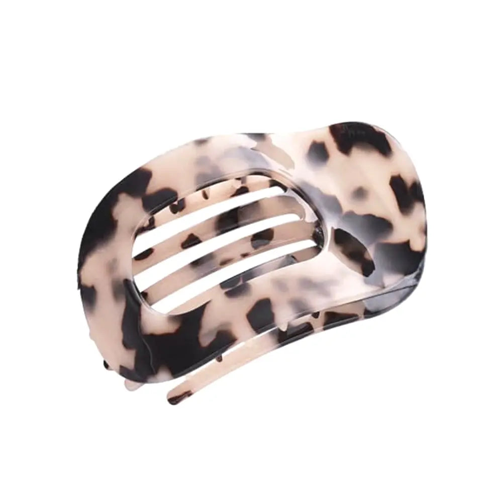 Acetate Flat Hair Claw in Light Turtle