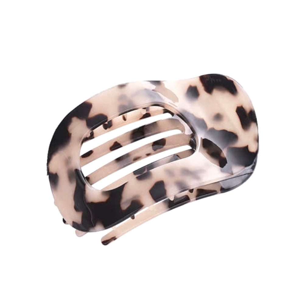 Acetate Flat Hair Claw in Light Turtle
