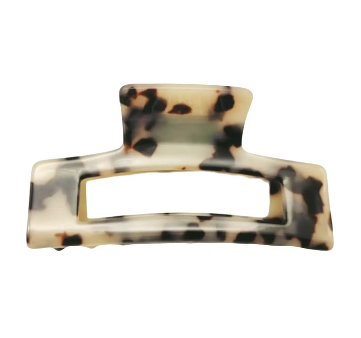 Premium Large Acetate Rectangular Hair Claw in Light Turtle