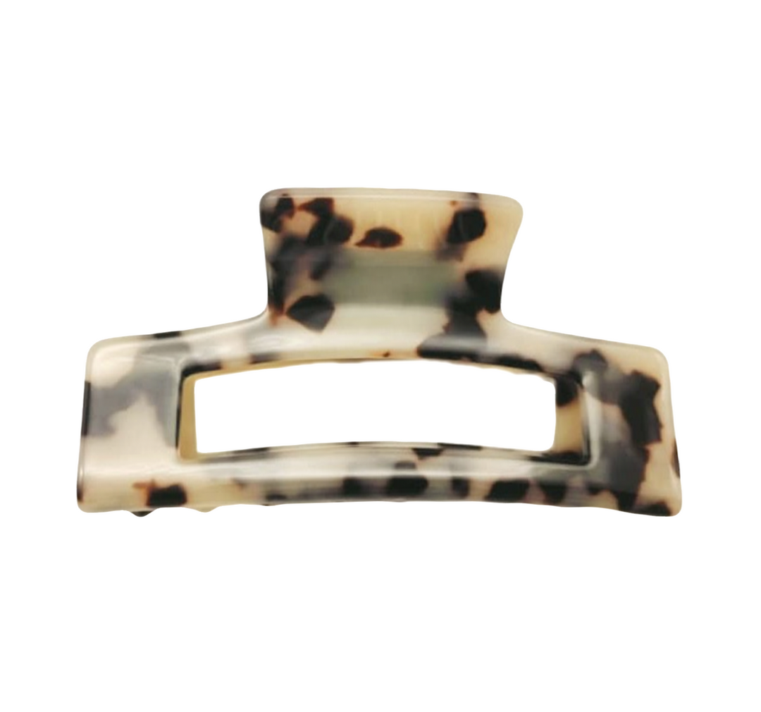 Premium Large Acetate Rectangular Hair Claw in Light Turtle