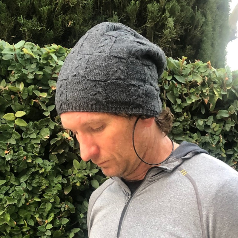 Mens Woolblend Beanie slouch - Grey