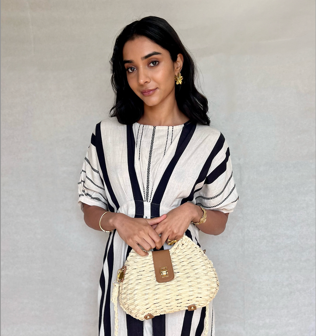Kirsten Straw Shoulder Bag - White