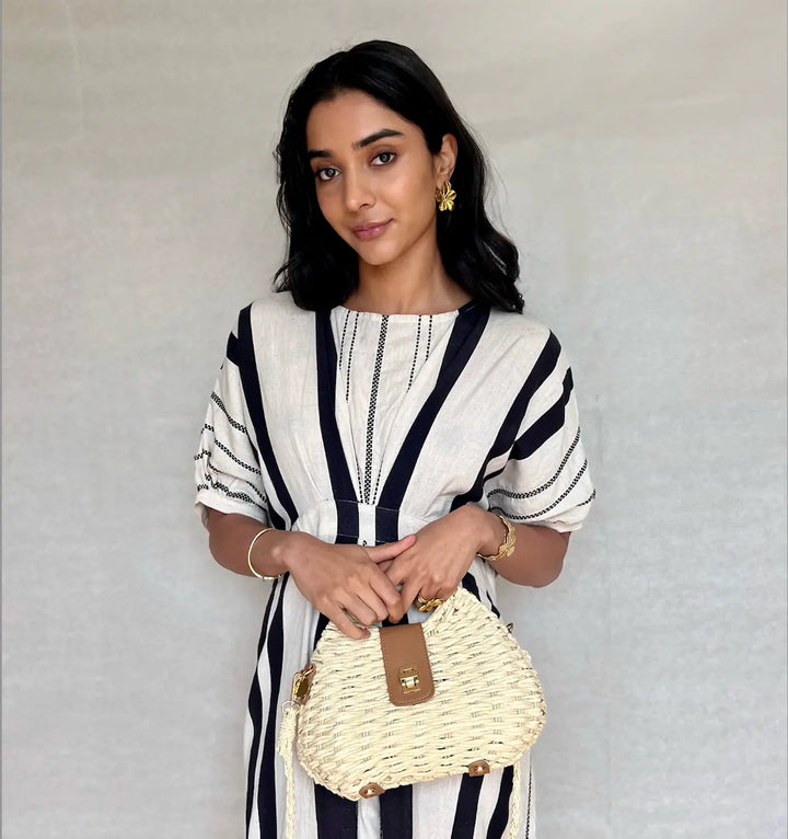 Kirsten Straw Shoulder Bag - White