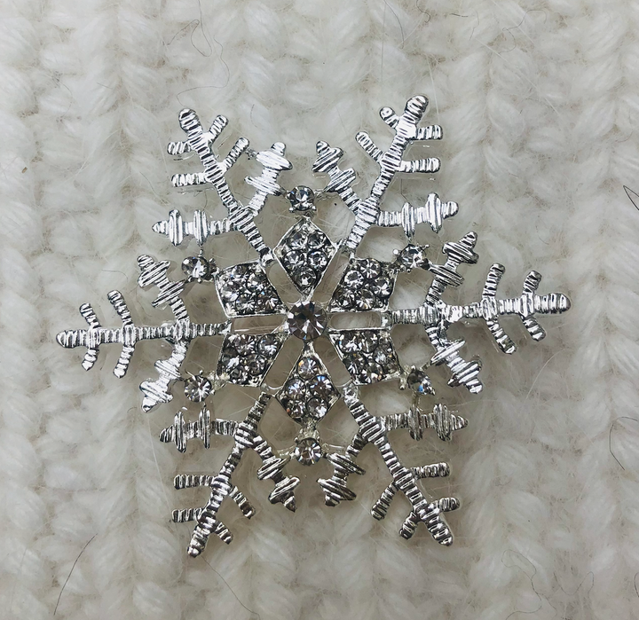 Angora Blend Beanie with SnowFlake- White