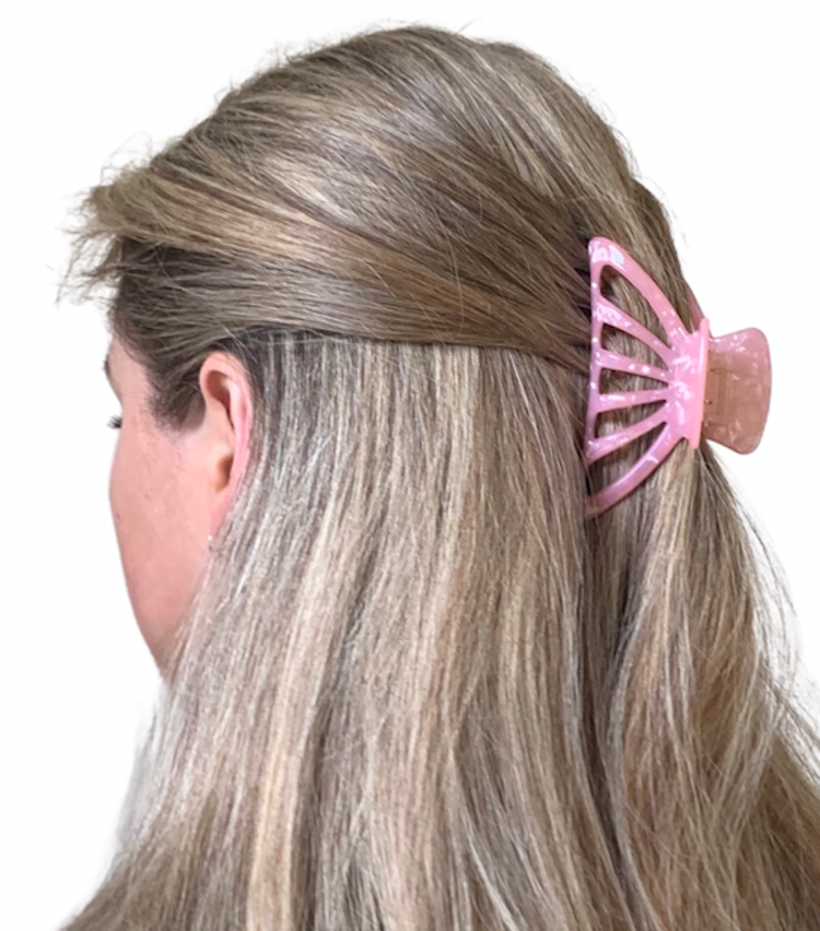 Premium Acetate Large Hair Claw in Pearl Pink