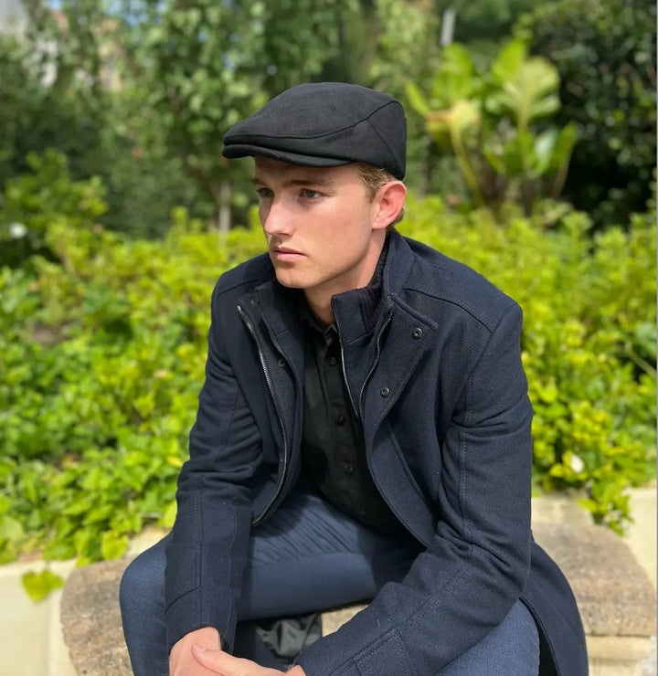 Unisex Newsboy Cap - Black Suede