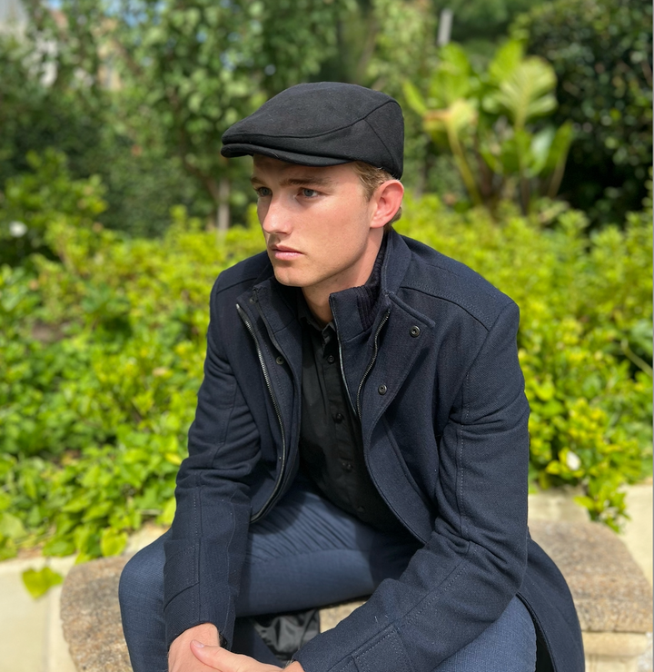 Unisex Newsboy Cap - Black Suede