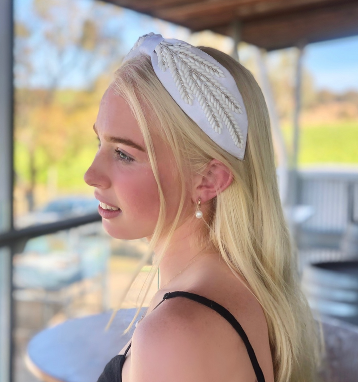 Headband - Charlotte - Handbeaded 100% Linen Structured
