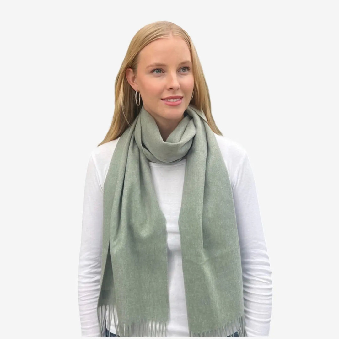 WS Premium Virgin 100% Wool Blanket Scarf- Sage