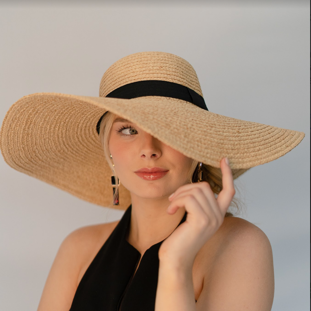 100% Madagascan Raffia UltraWide Brim Kentucky Hat - Natural