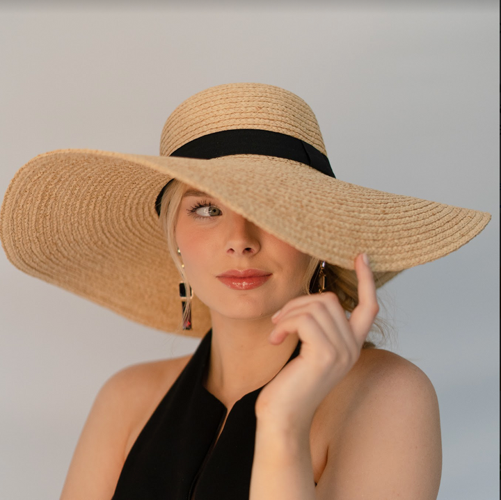 100% Madagascan Raffia UltraWide Brim Kentucky Hat - Natural