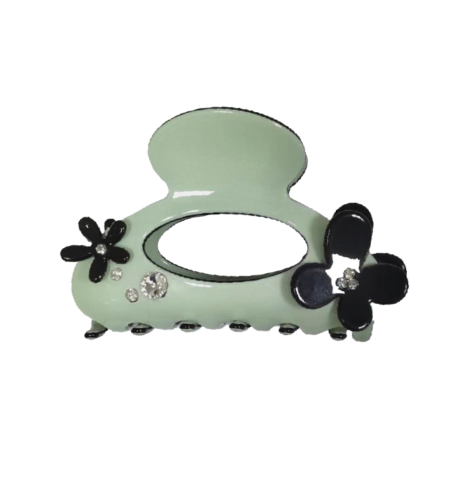 WS Large Hairclaw with Swarovski Crys&Flwr -Green Ash 754523535470