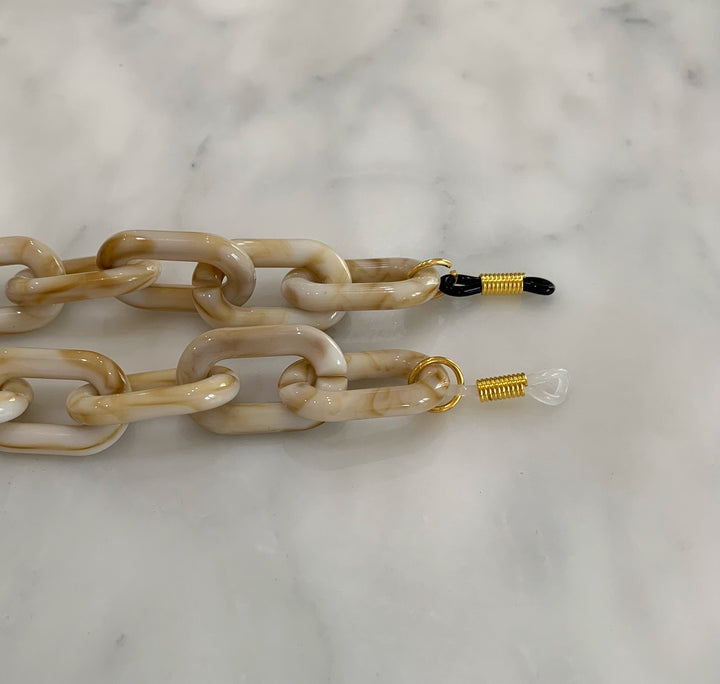 Glasses / Sunglasses Chain oversized retro - White/Brown