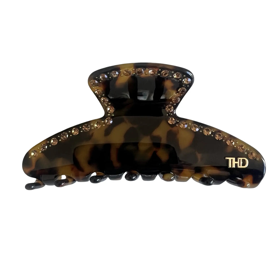 Mary Large Acetate Hair Claw with Crystals - Gaia Tort
