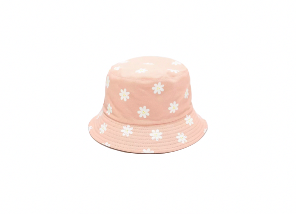 Bucket Hat - reversible- Pink daisy/Pink 6-adult