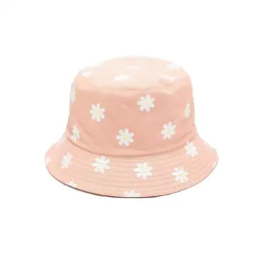 Bucket Hat - reversible- Pink daisy/Pink 6-adult Tania Hird Designs