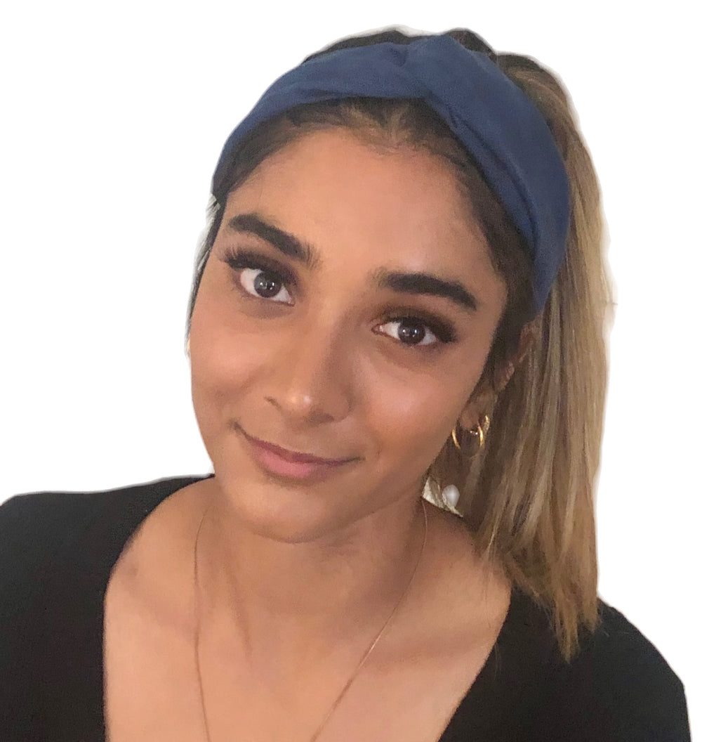 Twist Elastic Headband in Navy