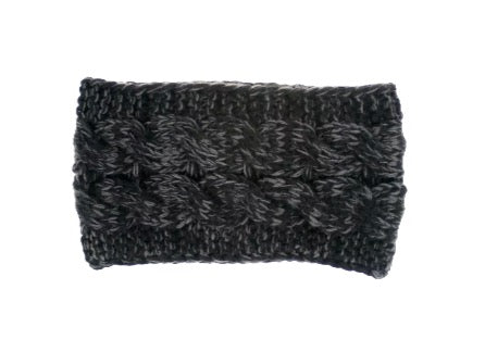 Knitted Cable Woolblend Headband - Black & Grey Tania Hird Designs