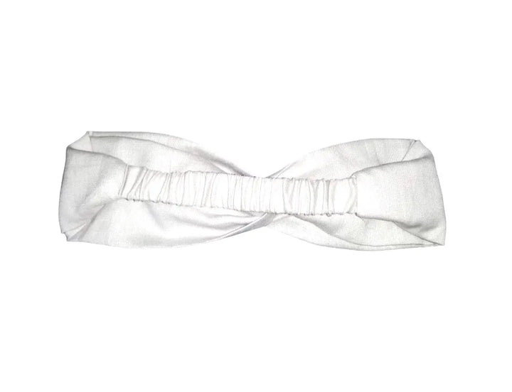 Headband - Linen Elastic headband in White