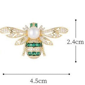 Crystal & Emerald Bee brooch