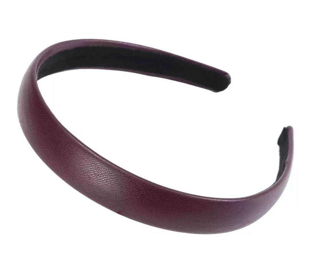 Headband Vegan Leather 2.2cm -Wine
