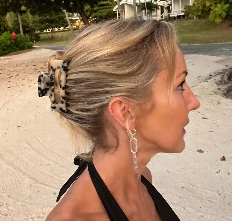 Premium Large Acetate Rectangular Hair Claw in Light Turtle