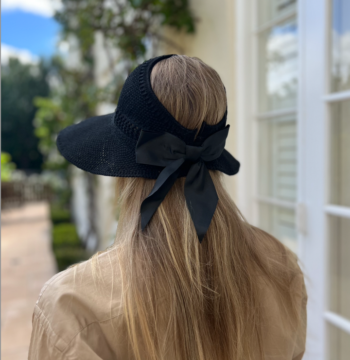 Visor Foldable & Black Ribbon in Black