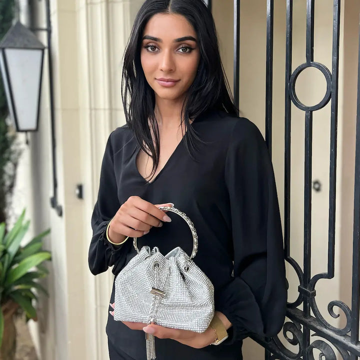 NY Mia Rhinestone Silver Bag - Image 1