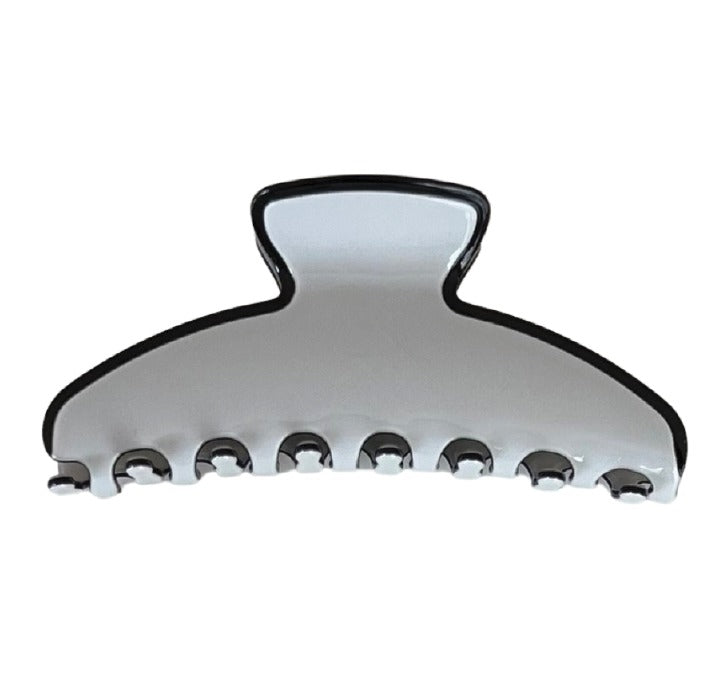 Premium Oversized Hairclaw in French Grey - Black Trim