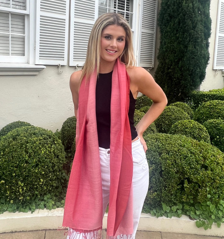 Scarf - Cashmere/ Mulberry Silk Scarf inPirouette Pink/Pink