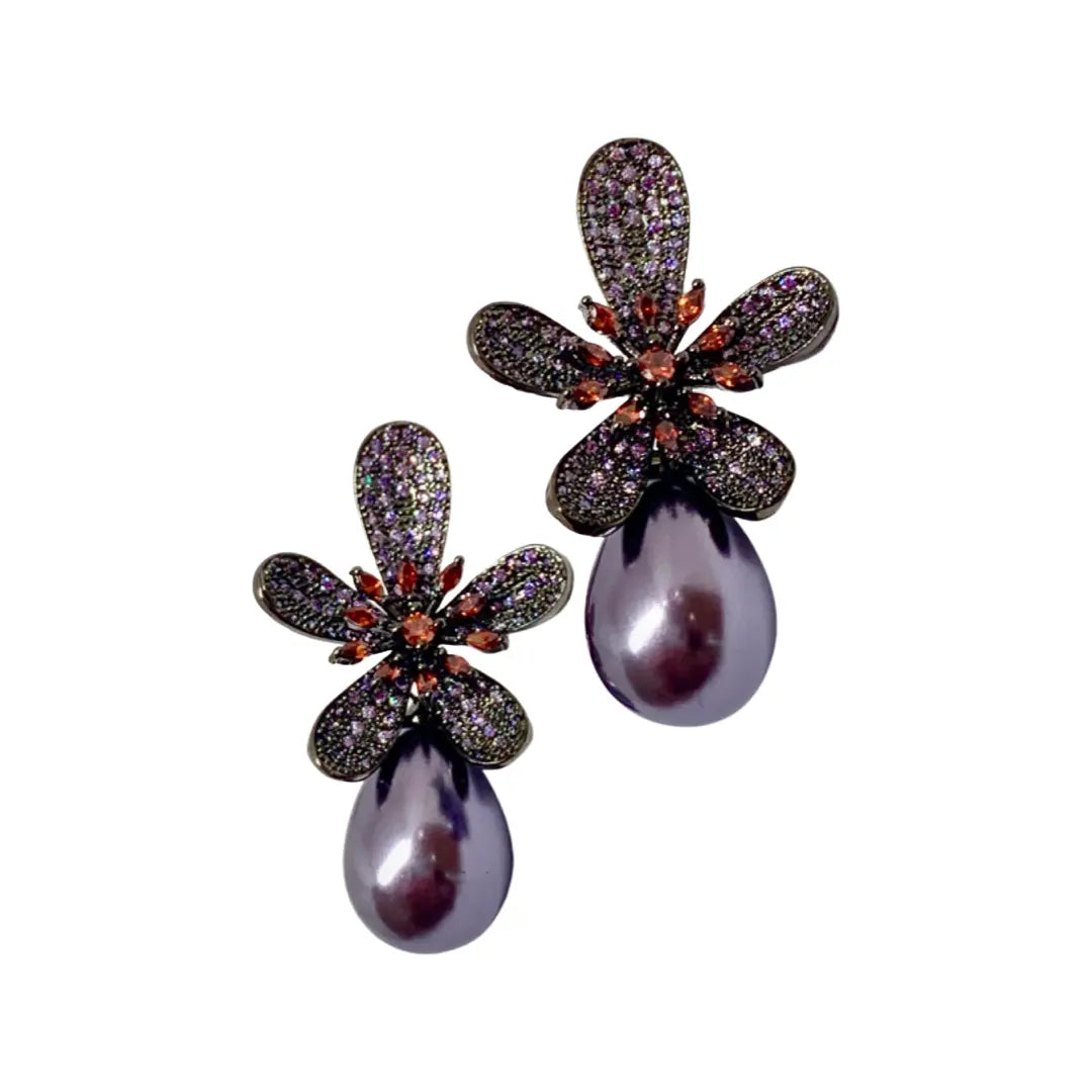 Violaceous Flower Earrings