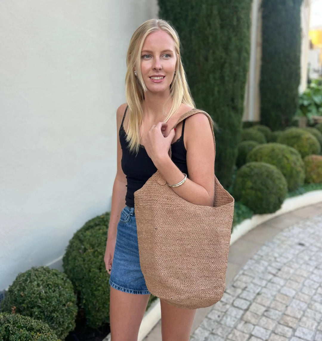 WS Eleanor Raffia Oversized Bag - Golden - Image 1