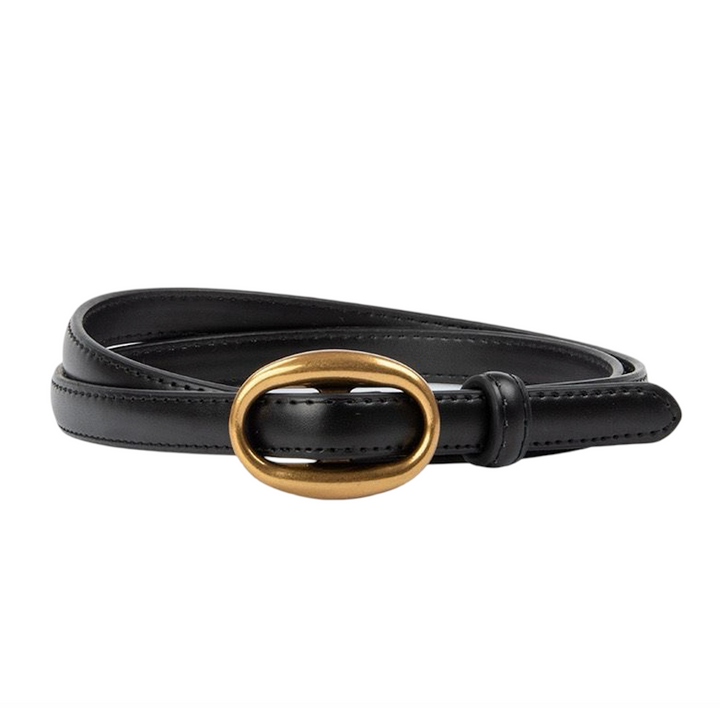 WS Chicago Leather Belt Gold 1.4cm - Black - Hero