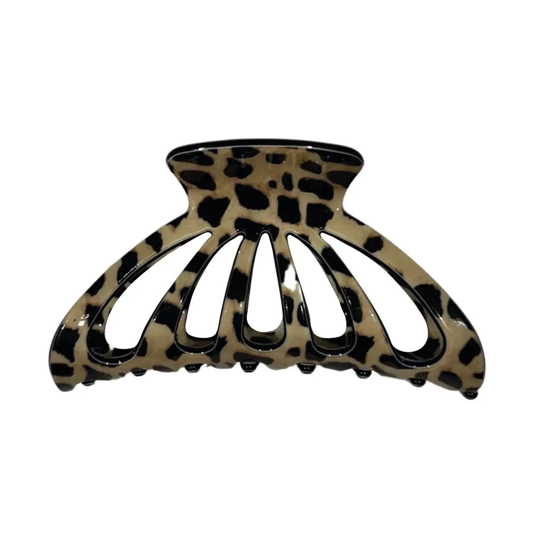 Acetate Large Hair Claw in Leopard with black trim