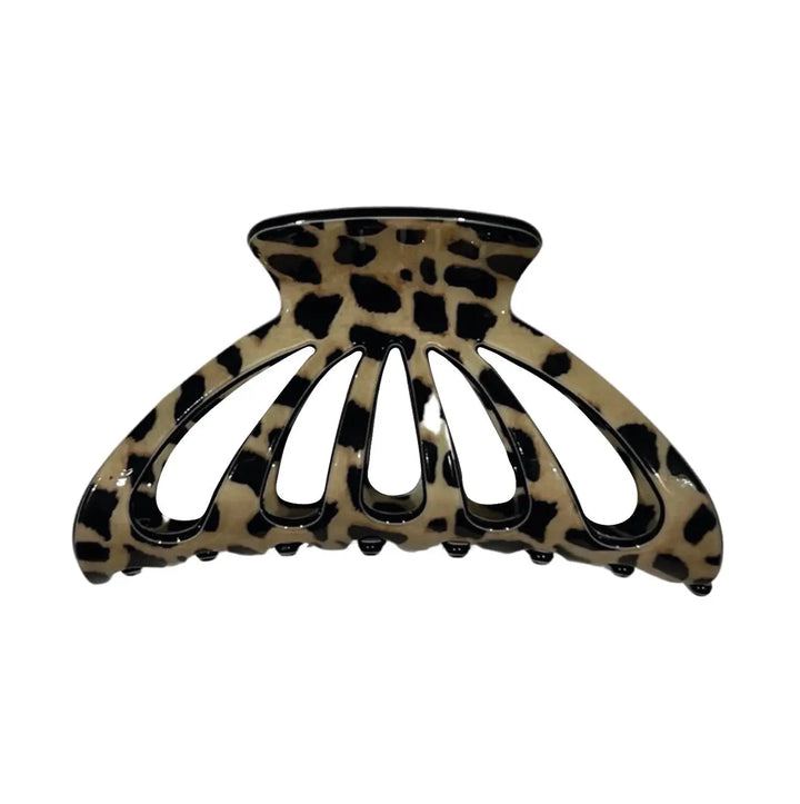 Acetate Large Hair Claw in Leopard with black trim
