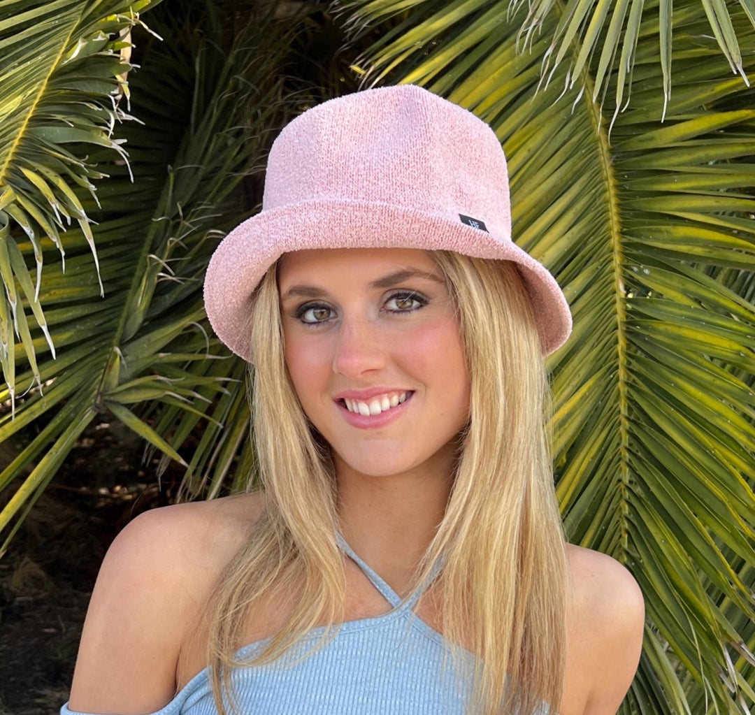 Bucket Hat in Terry Pink