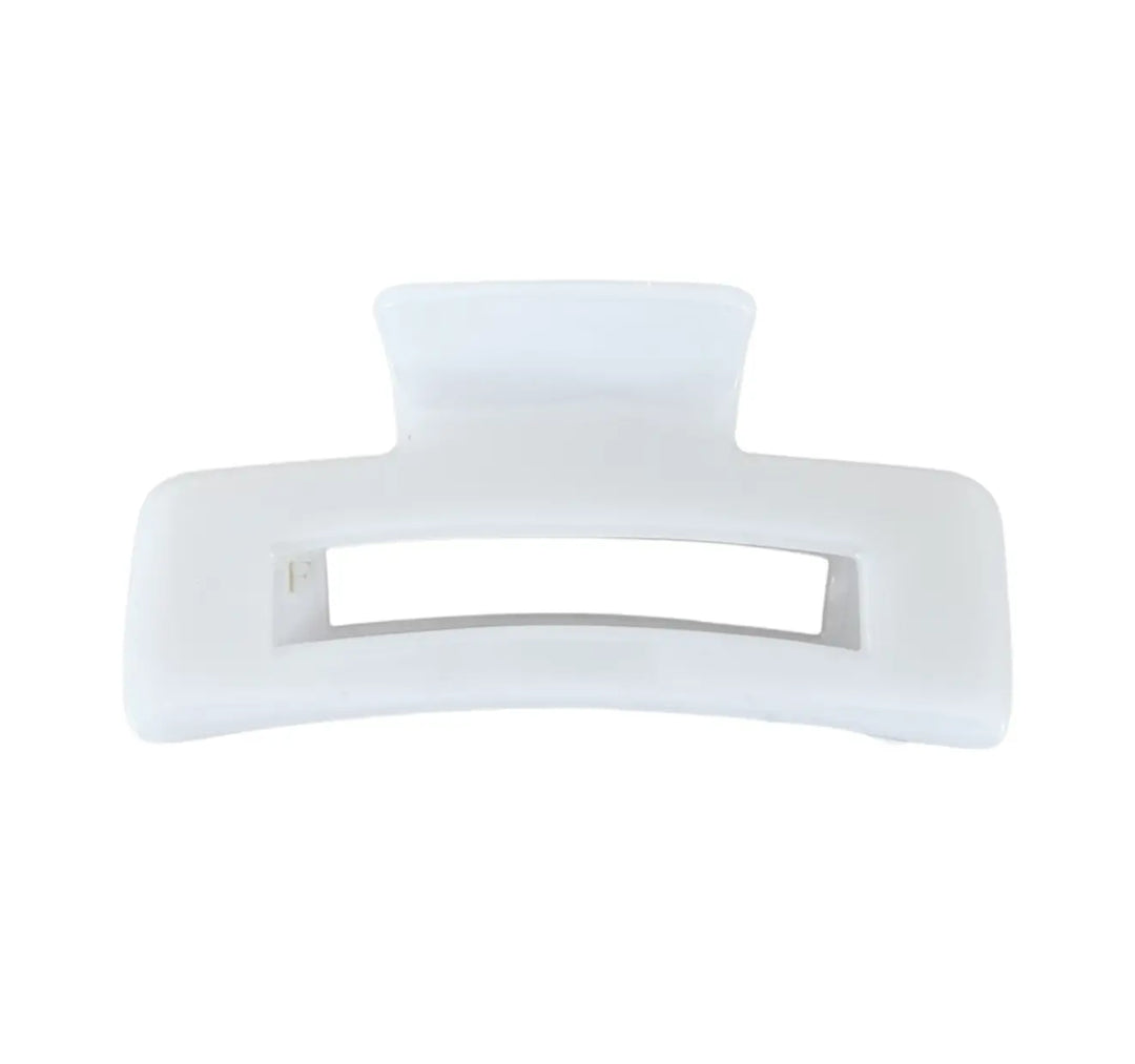 Oversized Acetate Rectangular Hair Claw in Gelato White