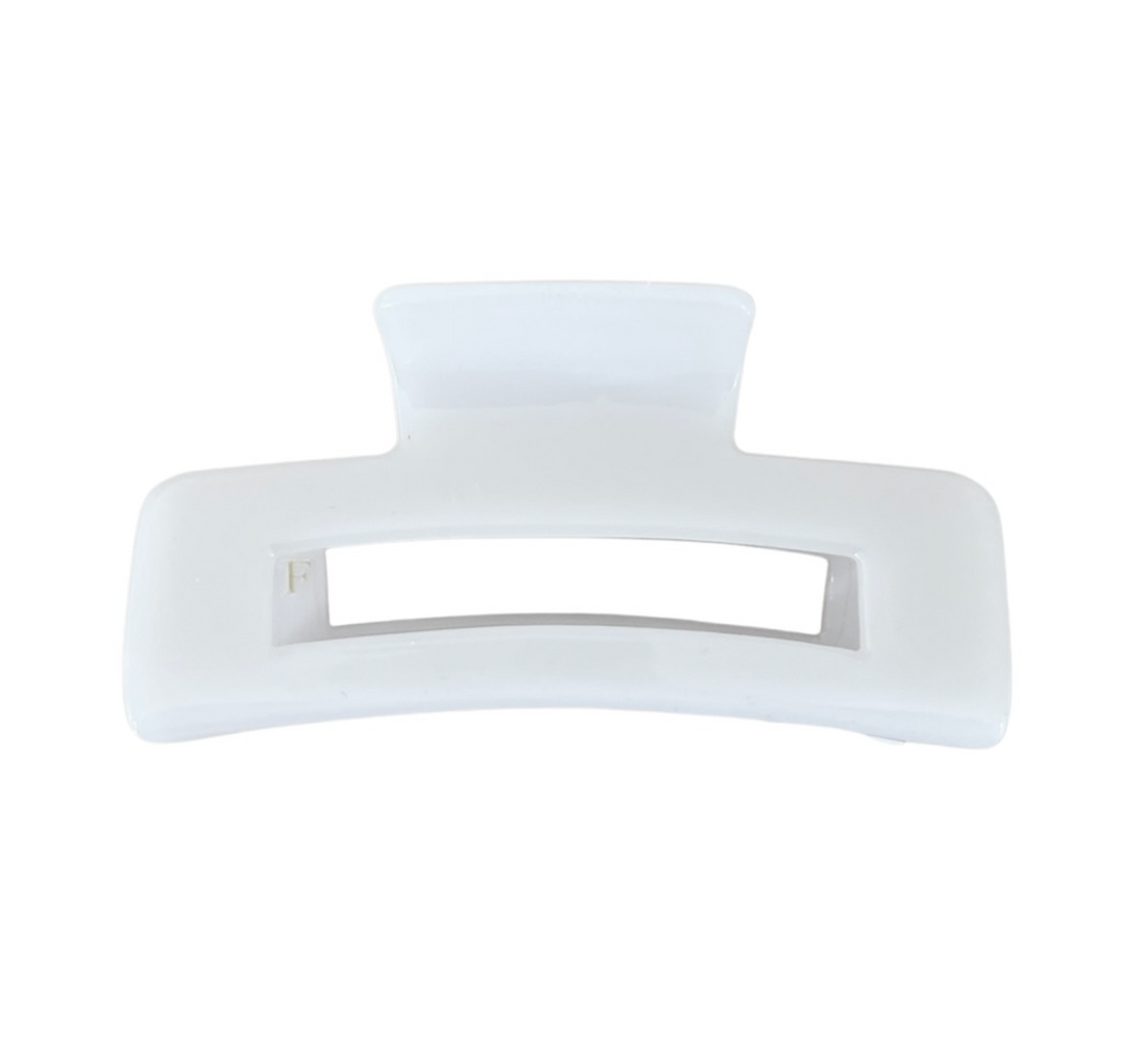 WS - Premium Oversized Acetate Rectangular Claw Gelato White