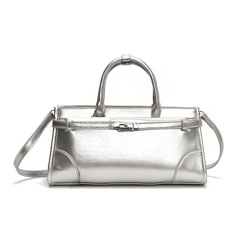 WS Oxford Vegan Leather Bag -Silver