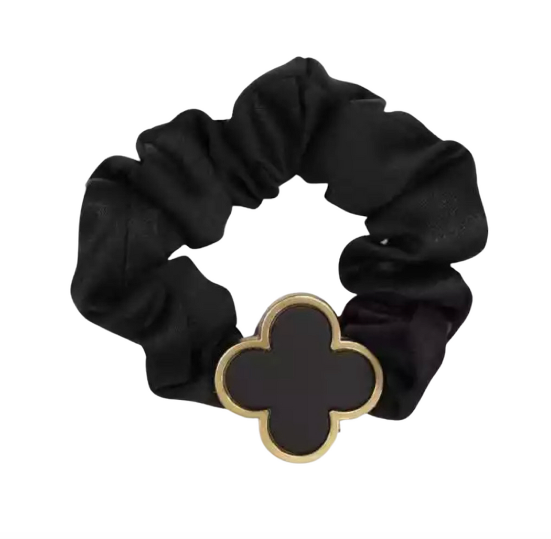 WS - Scrunchie Metal Clover – Black