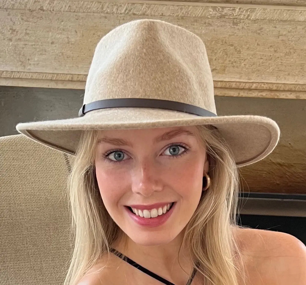 Premium Australian Wool Fedora in Light Brown/Fawn